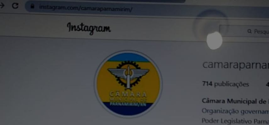 Câmara de Parnamirim iniciará série de 'lives' no Instagram