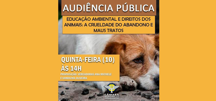 Câmara de Parnamirim promove audiência pública sobre Direitos dos Animais nesta quinta-feira