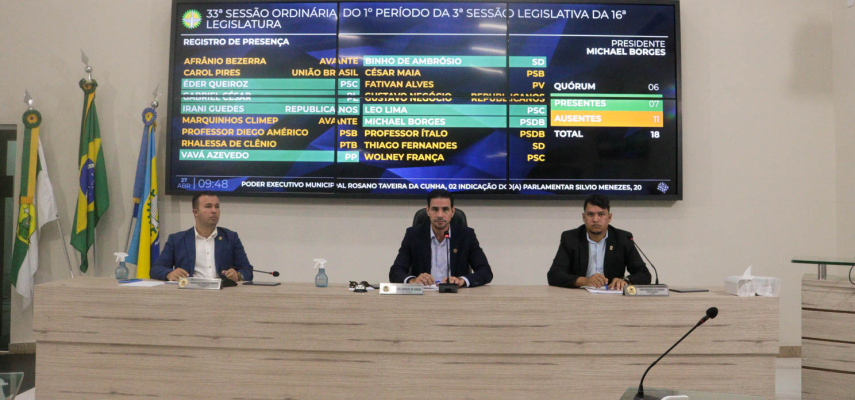 #DiretoDoPlenário: Câmara de Parnamirim realiza 33ª Sessão Ordinária