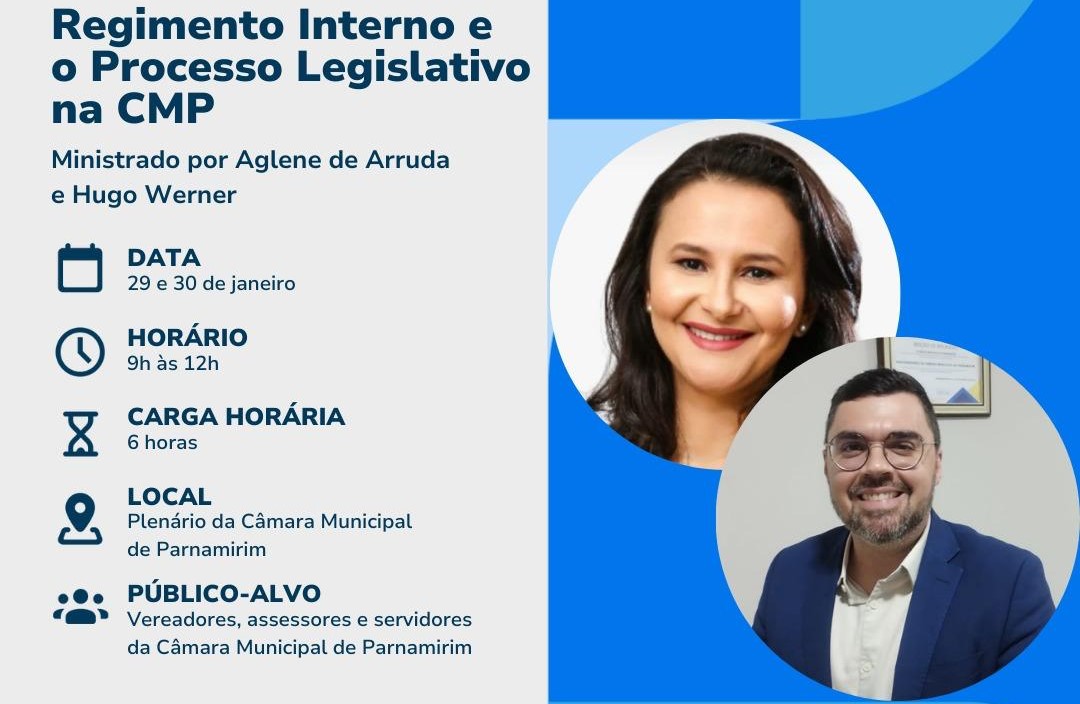Regimento Interno e Processo Legislativo será tema de curso